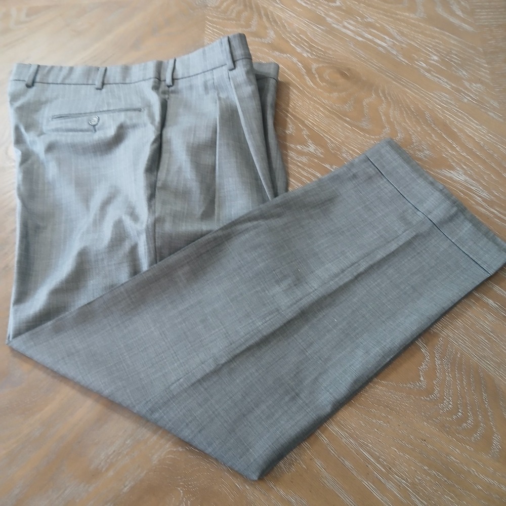 S. Cohen Performa Stretch Pants 38x29 Grey Pleated Front  New Wool Dressy Preppy
